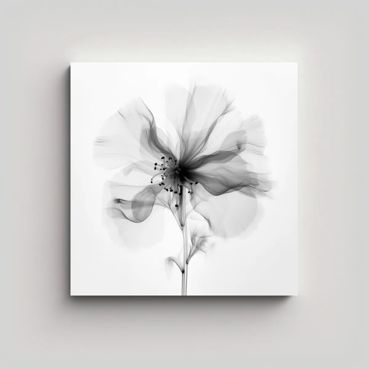 GENERICO - Lienzo Decorativo De Flores En Rayos-X Blanco Y 30x30 Cm.