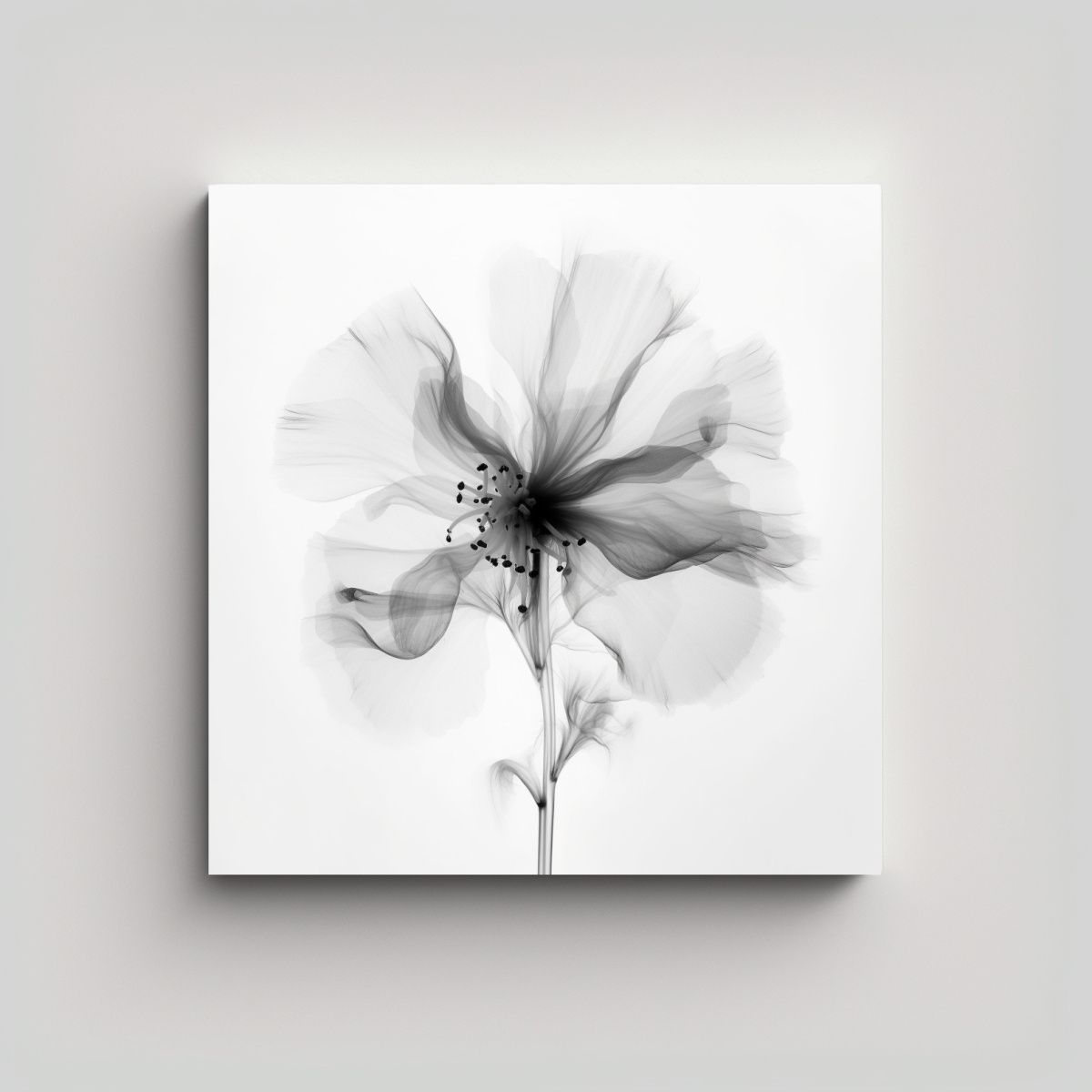 GENERICO - Lienzo Decorativo De Flores En Rayos-X Blanco Y 30x30 Cm.