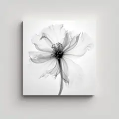 GENERICO - Cuadro Decorativo De Flores En Blanco Y Negro Con 90x90 Cm
