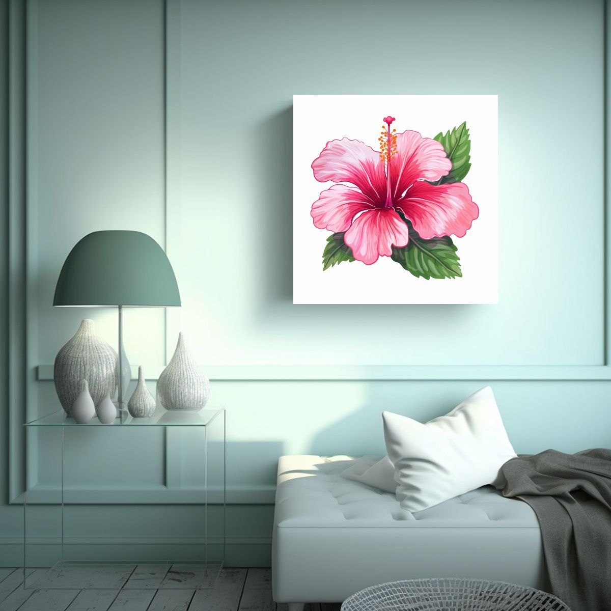 GENERICO - Canva Abstracto Rosa De Hibisco En Estilo Cartoon 70x70 Cm