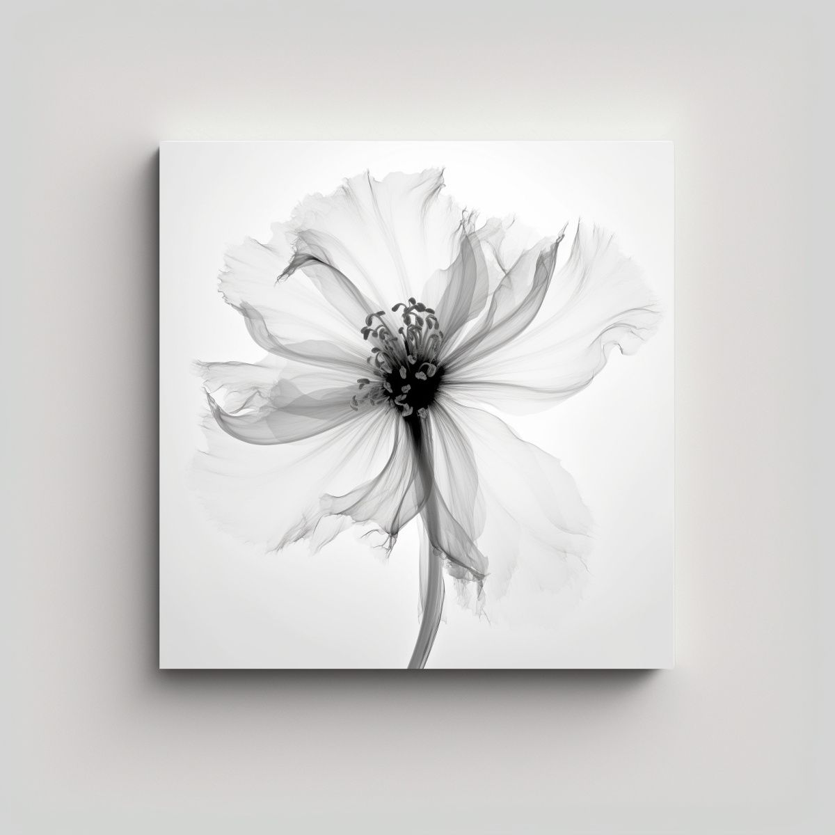 GENERICO - Cuadro Decorativo De Flores En Blanco Y Negro Con 40x40 Cm