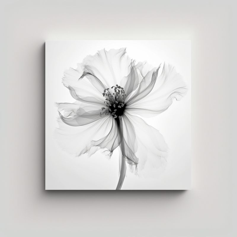 GENERICO - Cuadro Decorativo De Flores En Blanco Y Negro Con 30x30 Cm
