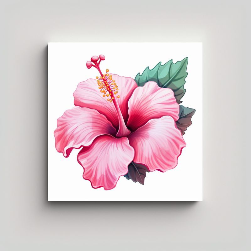 GENERICO - Cuadro Decorativo: Hibiscus Rosa Cartoon En 70x70 Cm