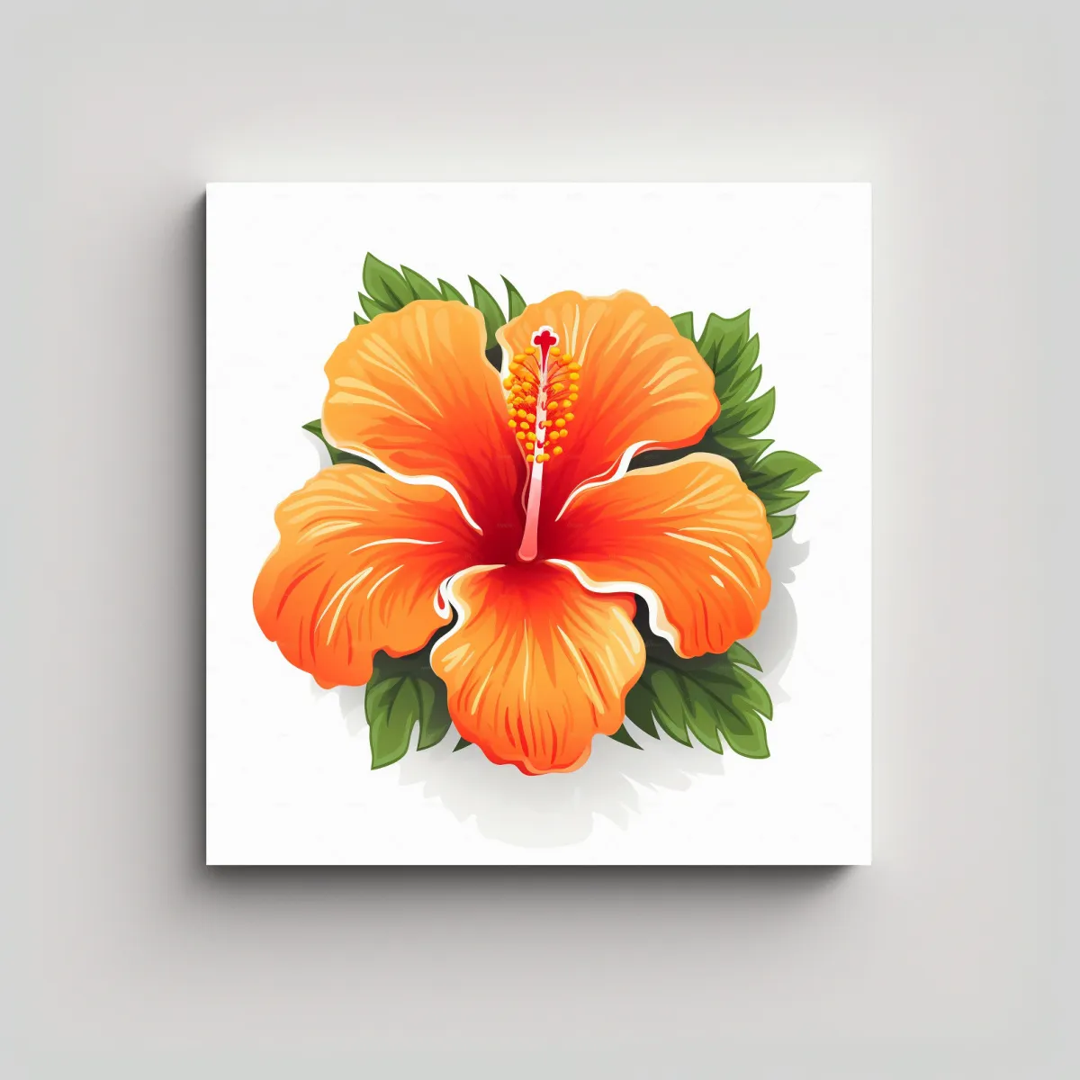 GENERICO - Cuadro De Fantasía Con Flor De Hibisco Naranja 40x40 Cm