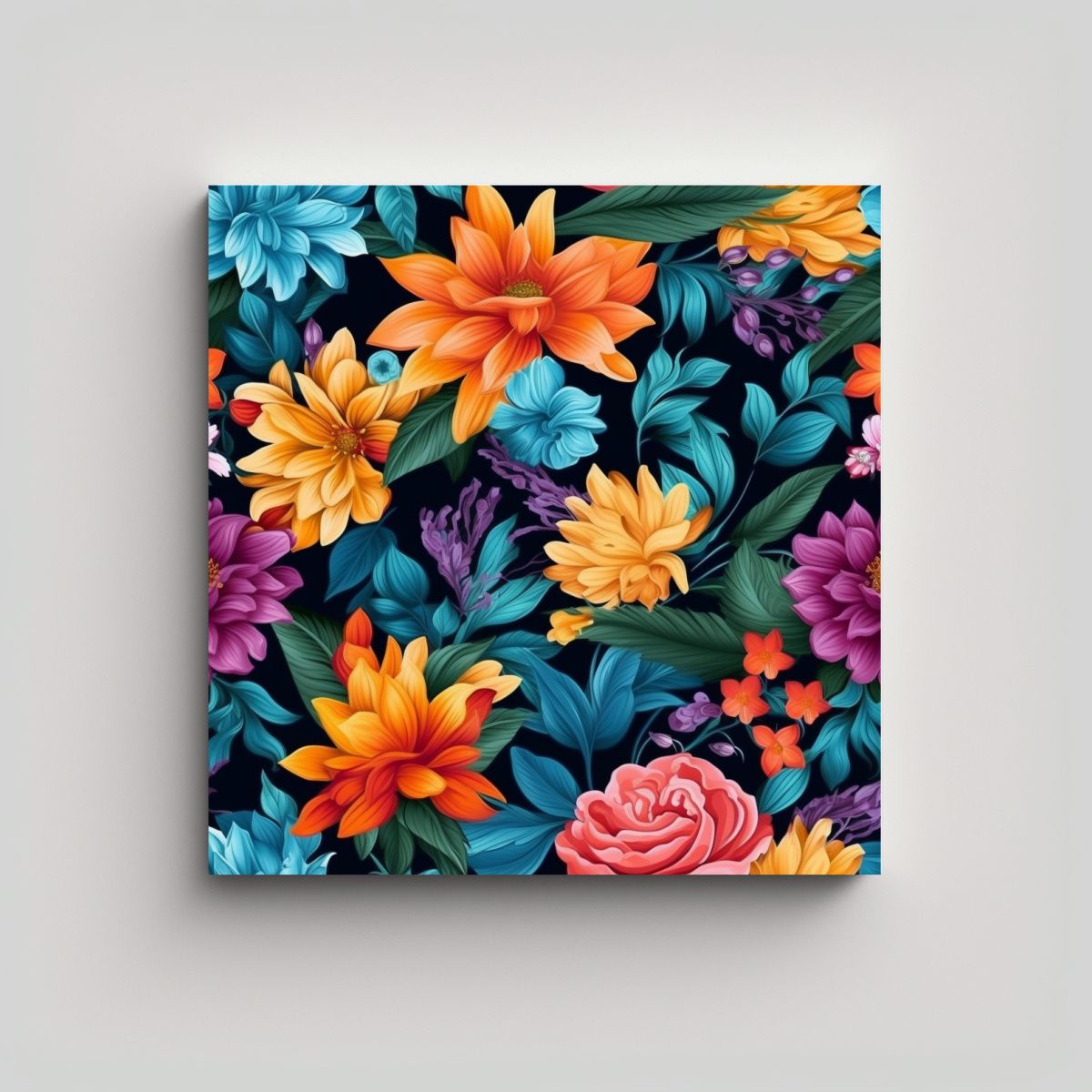 GENERICO - Moderno Arte De Pared Con Flores Vívidas Y 50x50 Cm