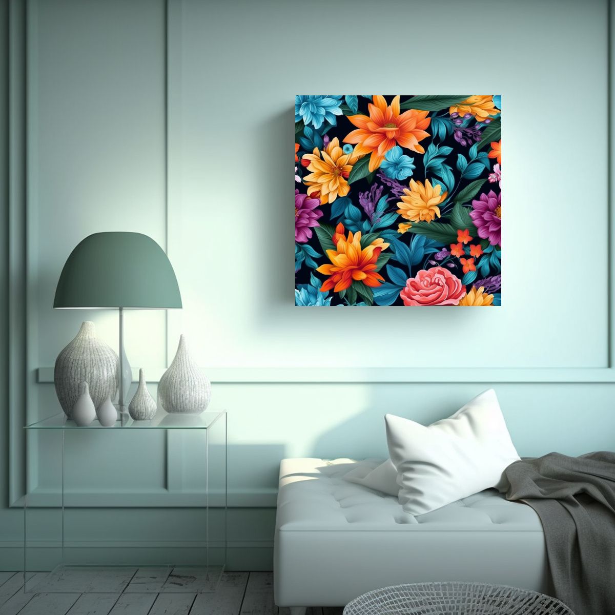 GENERICO - Moderno Arte De Pared Con Flores Vívidas Y 50x50 Cm