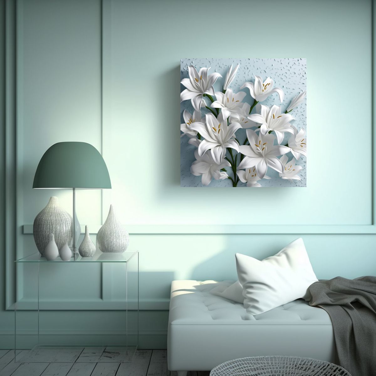 GENERICO - Cuadro Sublimado 3D Tela En Bastidor Con Lirios 70x70 Cm