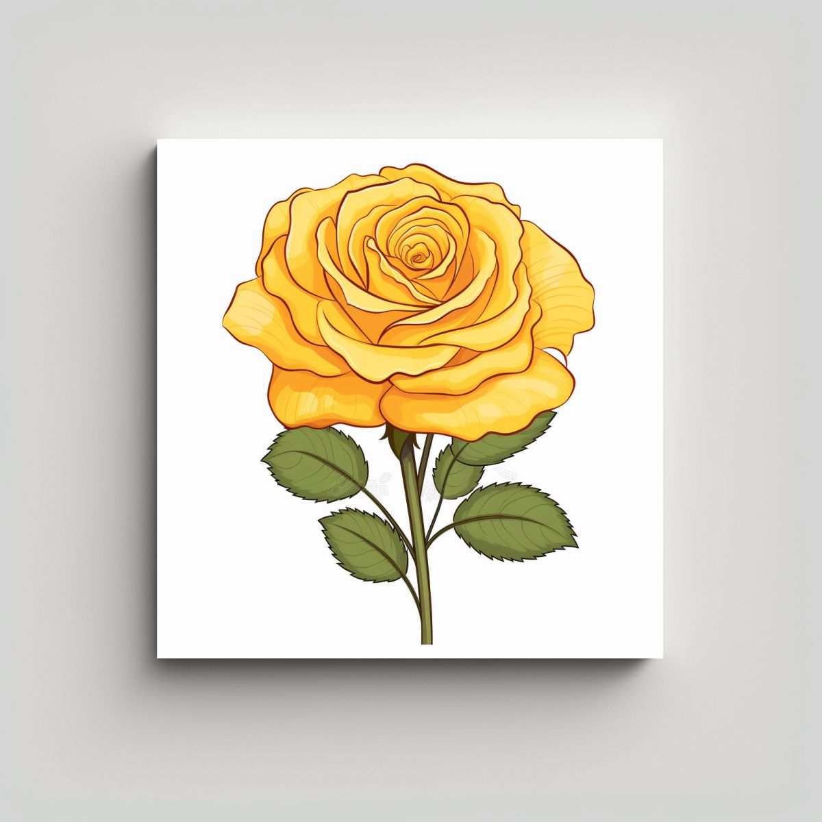 GENERICO - Cuadro Decorativo Moderno: Rosa Amarilla De 70x70 Cm