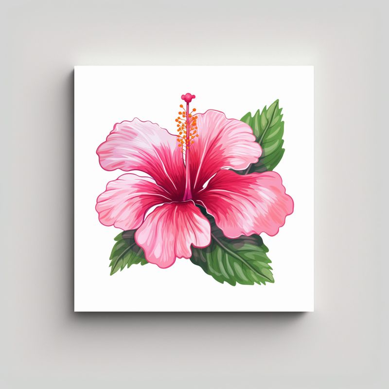 GENERICO - Canva Abstracto Rosa De Hibisco En Estilo Cartoon 30x30 Cm