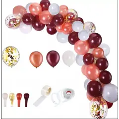 GENERICO - Set 110 Globos Para Fiesta + Cinta Para Arco - Burdeo