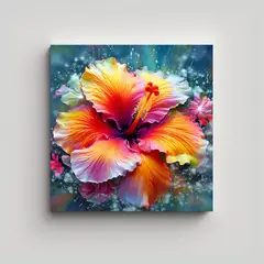 GENERICO - Bello Cuadro Colorido De Hibiscus Elegante Alta 90x90 Cm