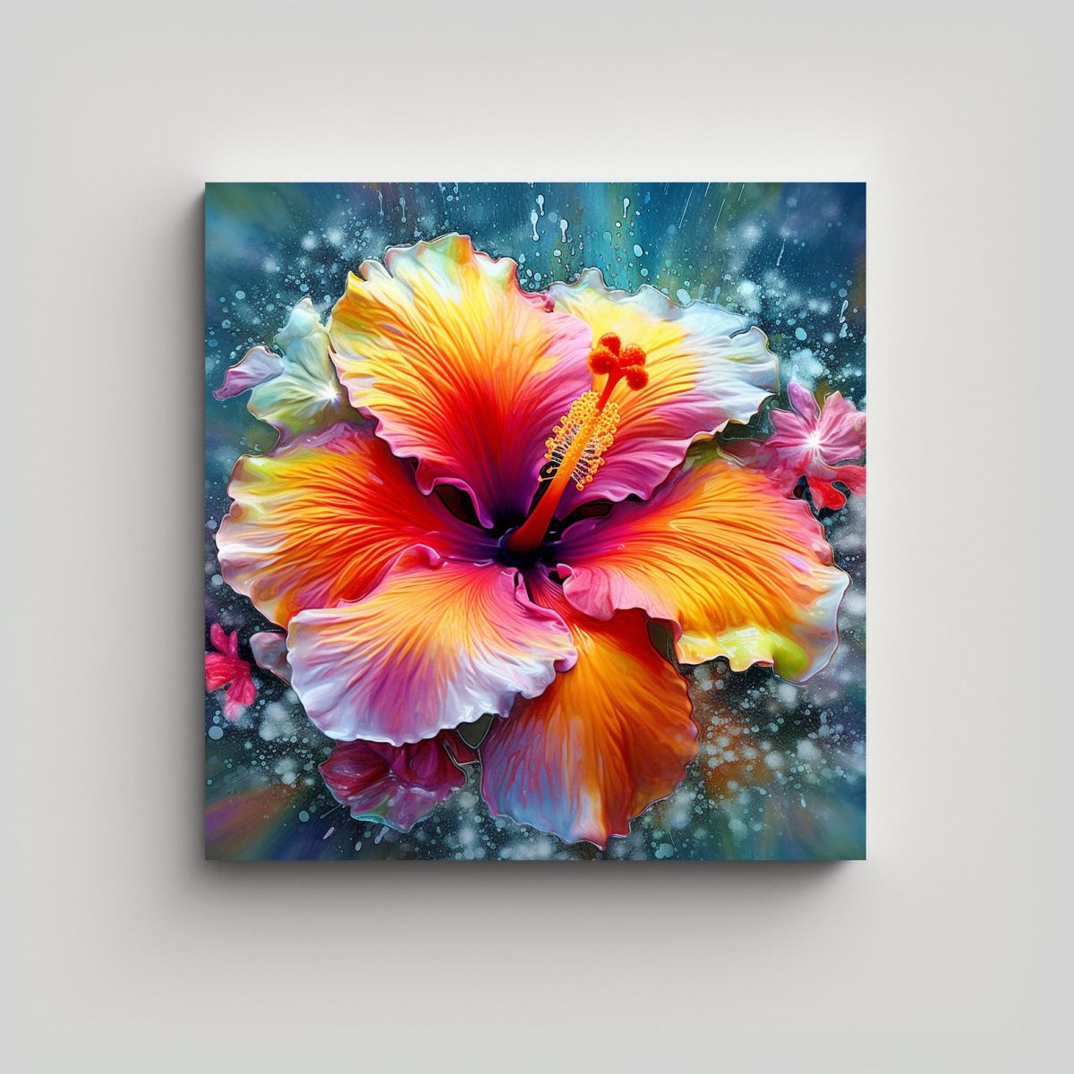 GENERICO - Bello Cuadro Colorido De Hibiscus Elegante Alta 70x70 Cm