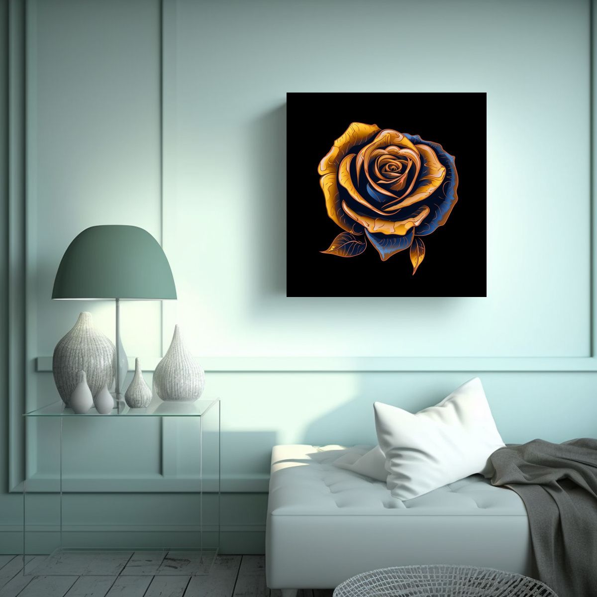 GENERICO - Diseño Vectorial Abstracto Oro Rosa En Lienzo 80x80 Cm