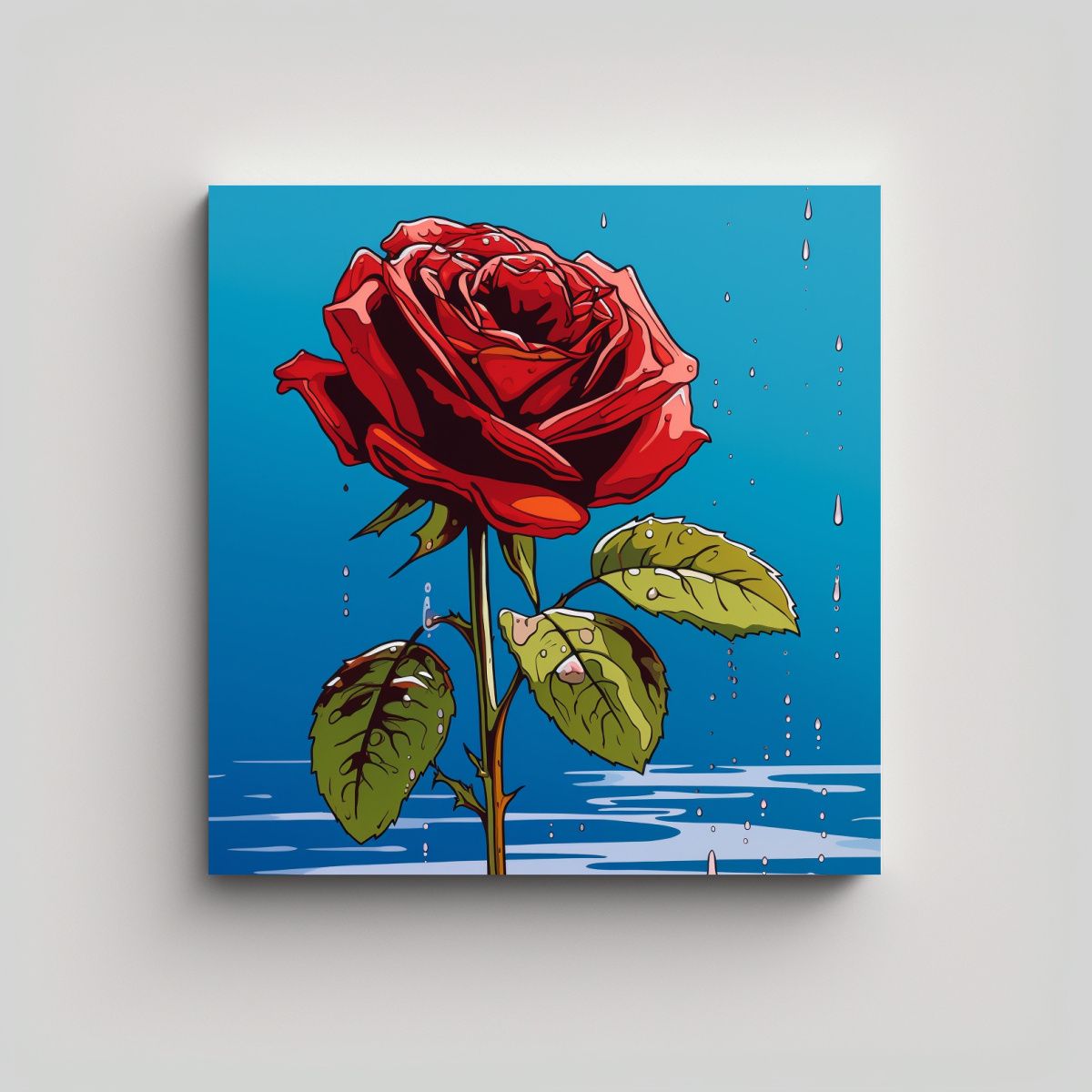 GENERICO - Ilustración Arte Decorativo Rojo Azul Rosa 50x50 Cm