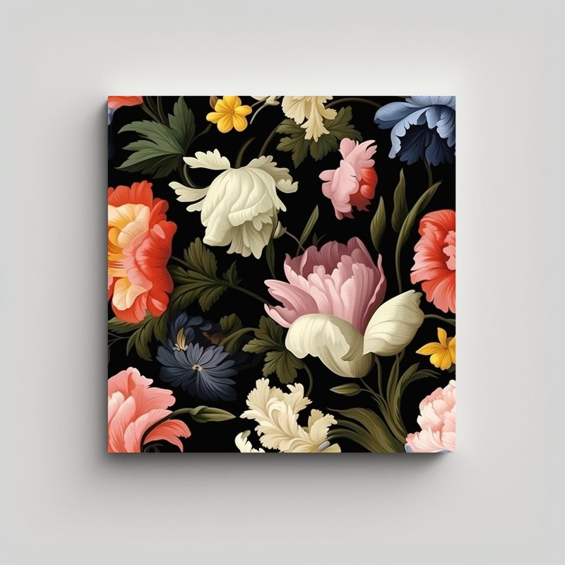 GENERICO - Pintura De Flores En Estilo Ruysch, Lienzo 90x90 Cm