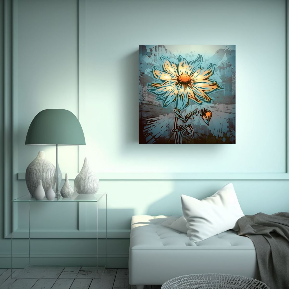 GENERICO - Cuadro Decorativo Acuarela Y Sandwitch Flower En 80x80 Cm