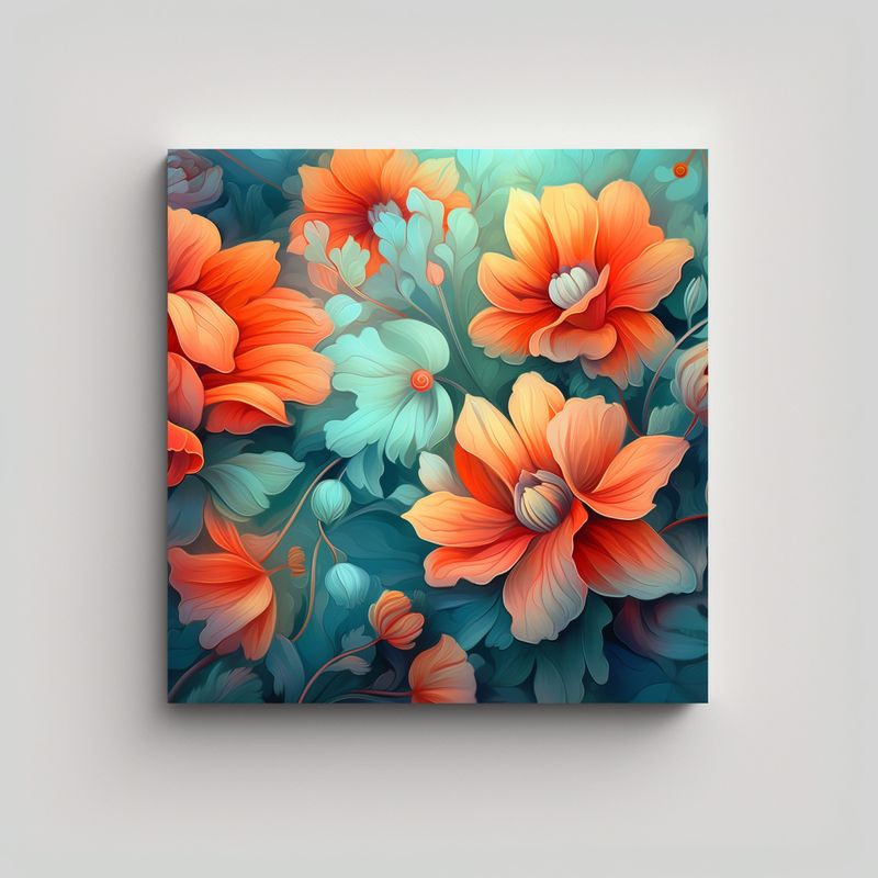 GENERICO - Arte Moderno De Pared: Alegría Floral En Fondo 40x40 Cm