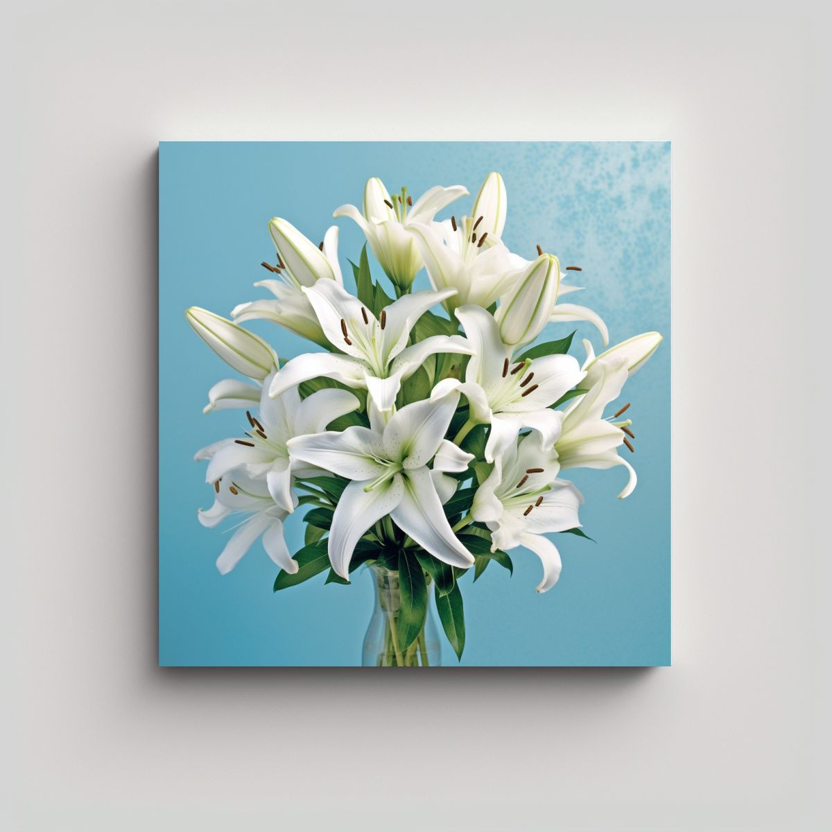 GENERICO - Bastidor Decorativo De Lirios Blancos En Fondo 80x80 Cm