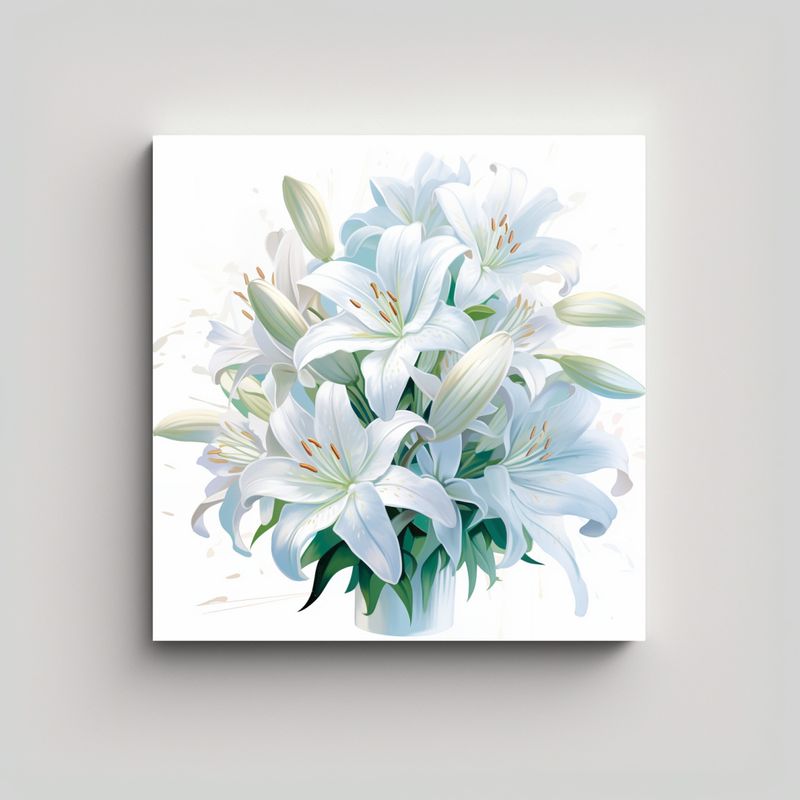 GENERICO - Arte De Pared Moderno: Bouquet De Lirios Blancos 40x40 Cm