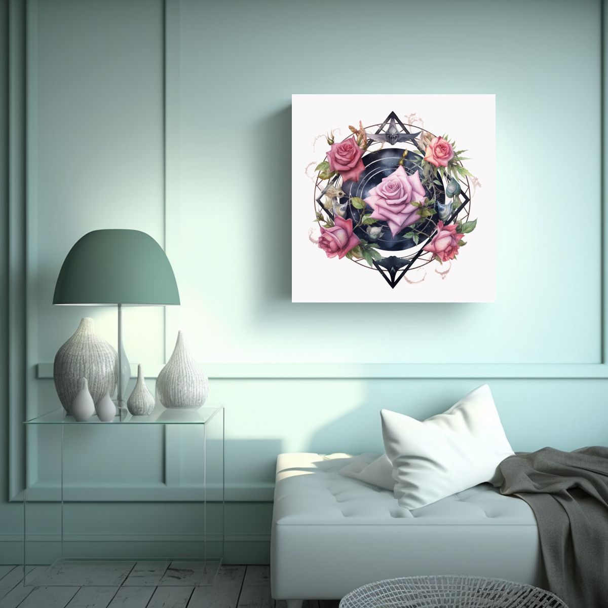 GENERICO - Arte Mágico En Lienzo: Dark Arcadia Con Rosas De 70x70 Cm