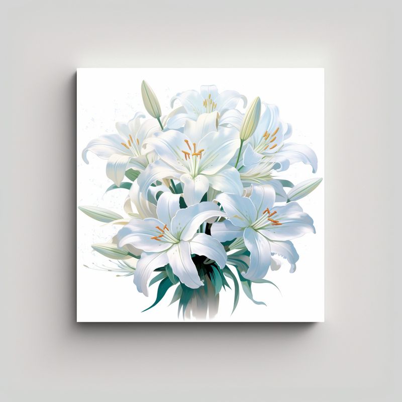 GENERICO - Composición De Finas Líneas Y Bouquet De Lirios 80x80 Cm