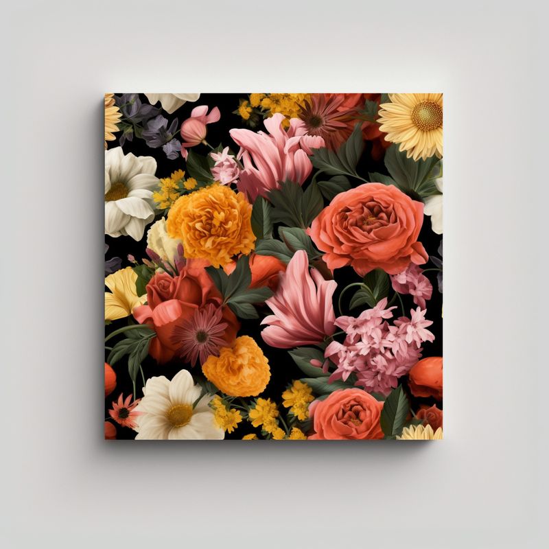 GENERICO - Cuadro Realista De Flores: Expresión Impactante 60x60 Cm