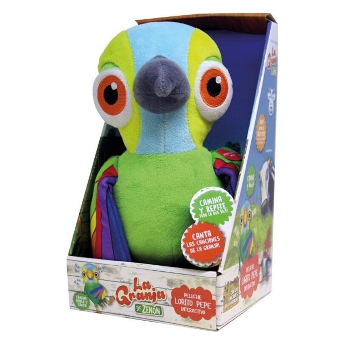 BANDAI - La Granja De Zenon-Peluche-Lorito Pepe-Interactivo
