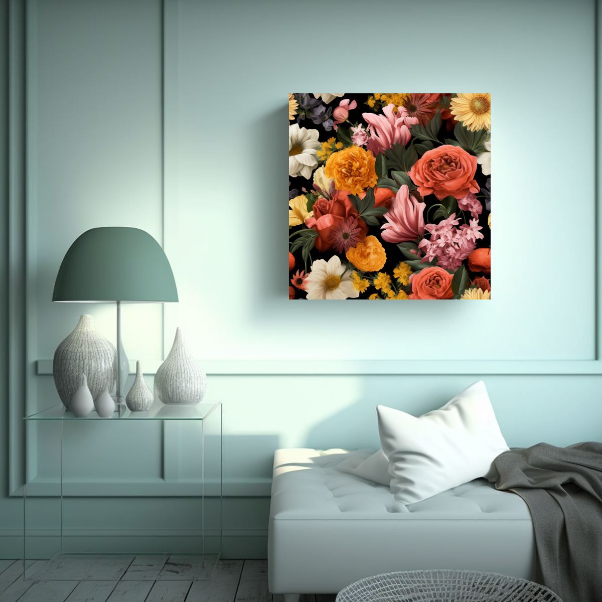 GENERICO - Cuadro Realista De Flores: Expresión Impactante 50x50 Cm