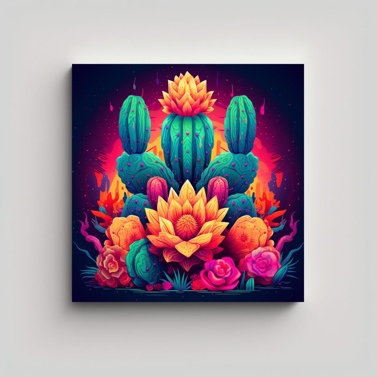 GENERICO - Cuadro Conceptual Cactus HD: Ilustración 50x50 Cm