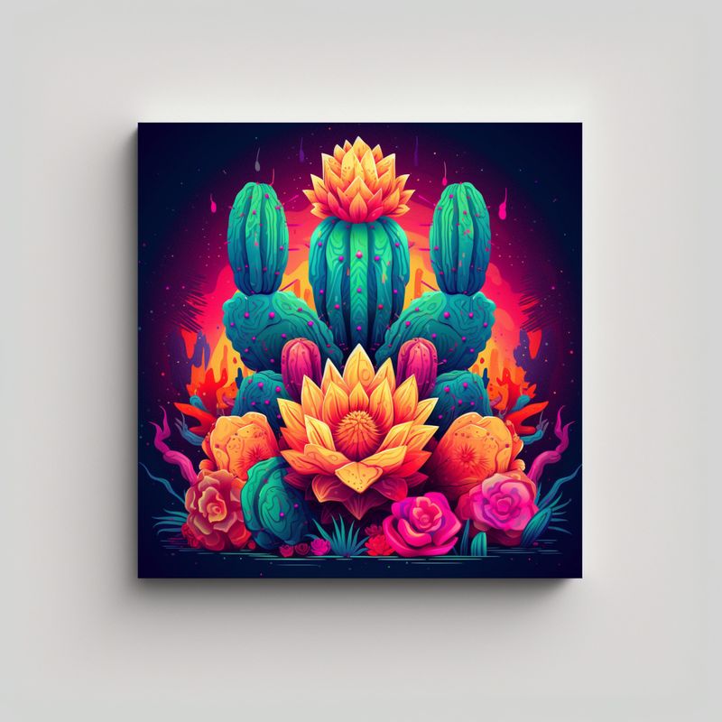 GENERICO - Cuadro Conceptual Cactus HD: Ilustración 50x50 Cm