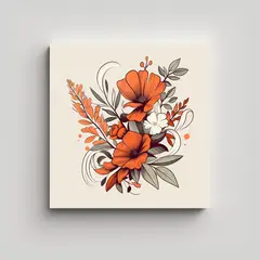 GENERICO - Diseño Vintage De Flores Simples En Lienzo Para 90x90 Cm