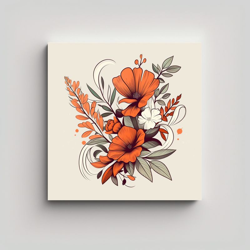 GENERICO - Diseño Vintage De Flores Simples En Lienzo Para 30x30 Cm