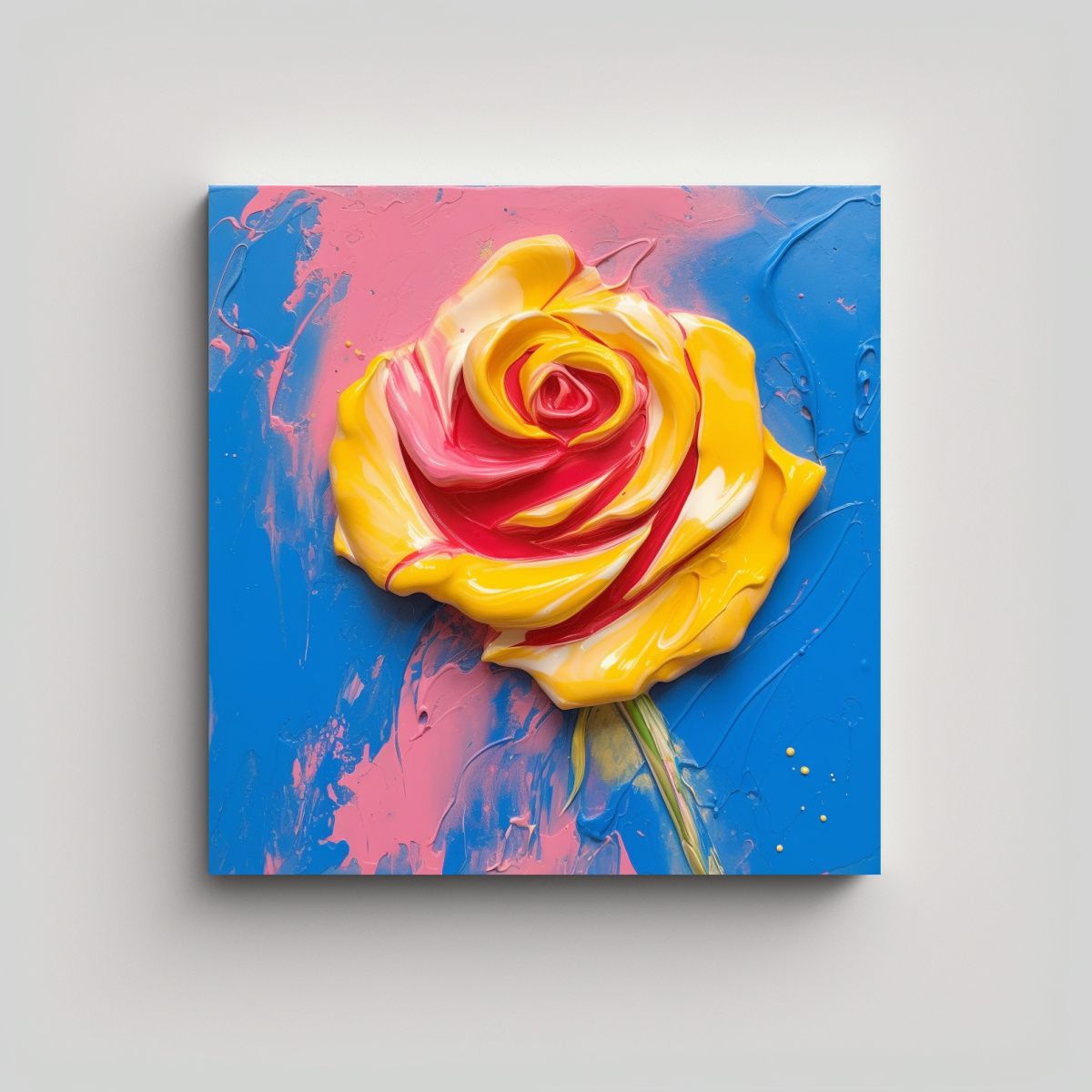 GENERICO - Adorno De Arte Moderno: Rosa Azul-Rosa Con Toque 70x70 Cm