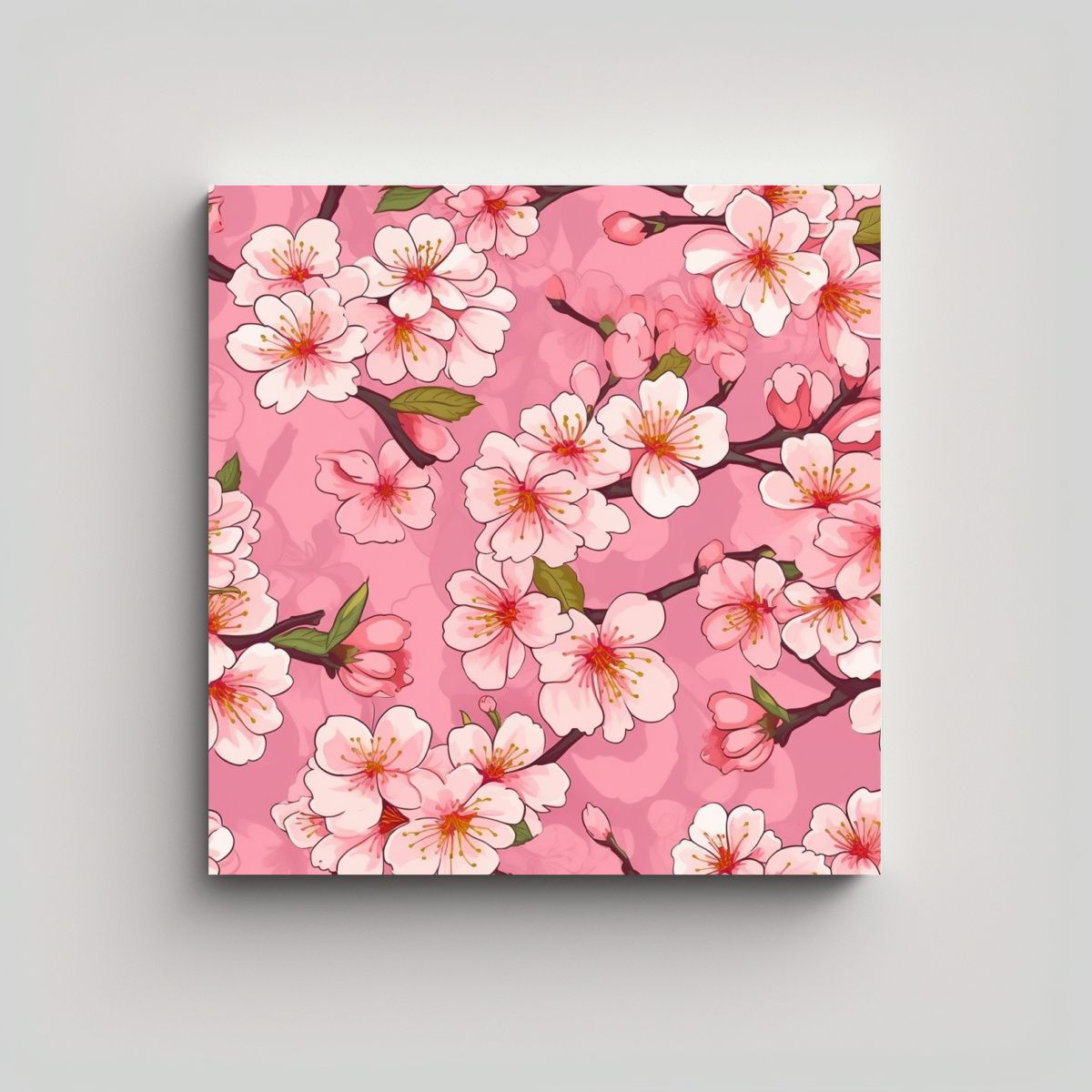 GENERICO - Cuadros Estilo Cartoon De Cerezos En Flor: Arte Y 60x60 Cm