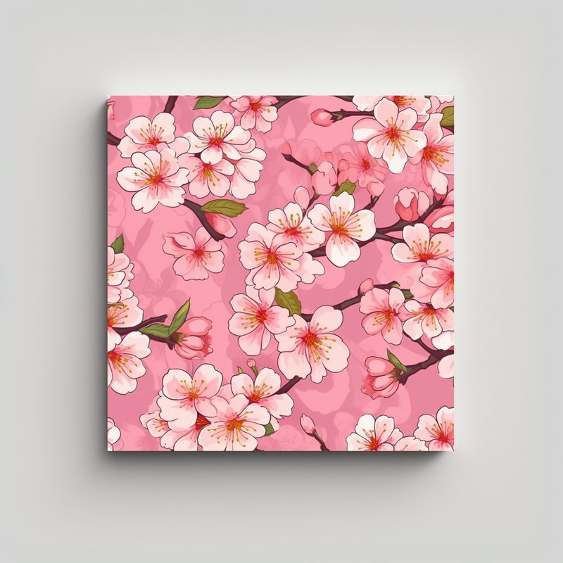 GENERICO - Cuadros Estilo Cartoon De Cerezos En Flor: Arte Y 30x30 Cm