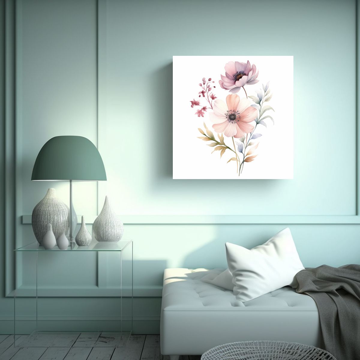 GENERICO - Floral Acuarela Nursery Print Diseño Comedor 30x30 Cm