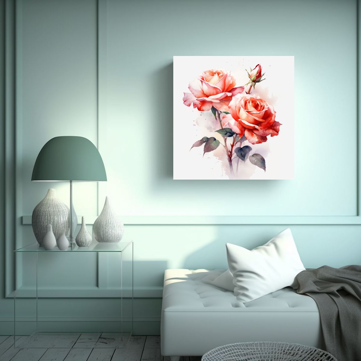 GENERICO - Lienzo Correia Moderno Llamativo Con Rosas 90x90 Cm