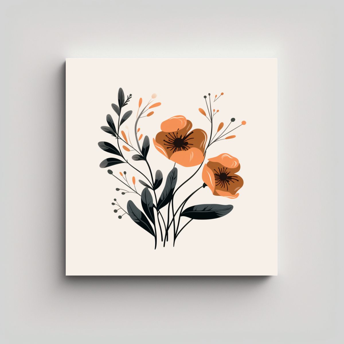 GENERICO - Ilustración Floral Minimalista En Exposición De 60x60 Cm