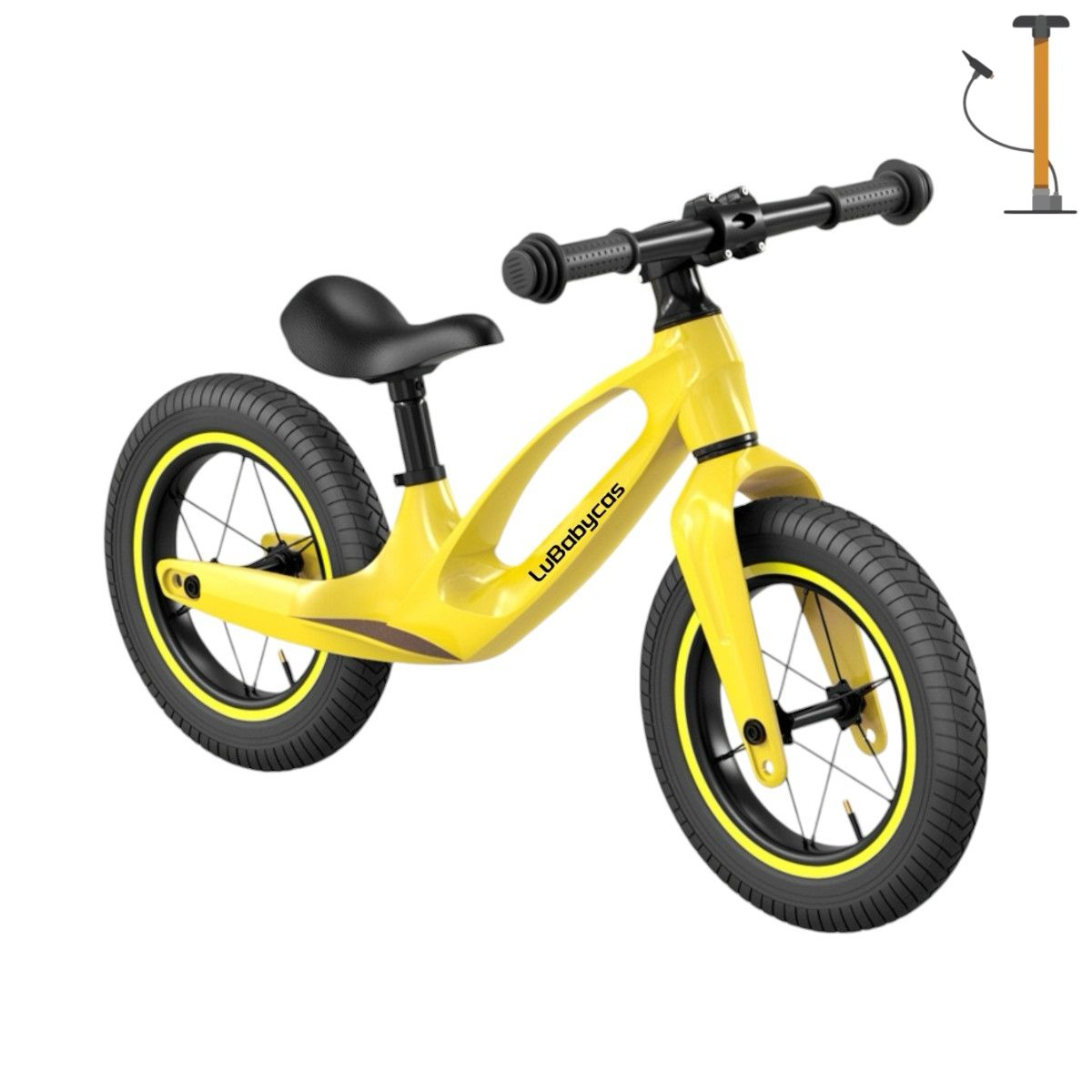 LUBABYCAS - Bicicleta de Equilibrio Convertible Aro 12 14 Amarilla LuBabycas