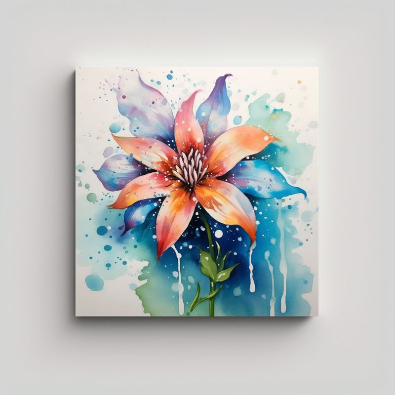 GENERICO - Galeria Floral Acuarela Estilo Composición 70x70 Cm