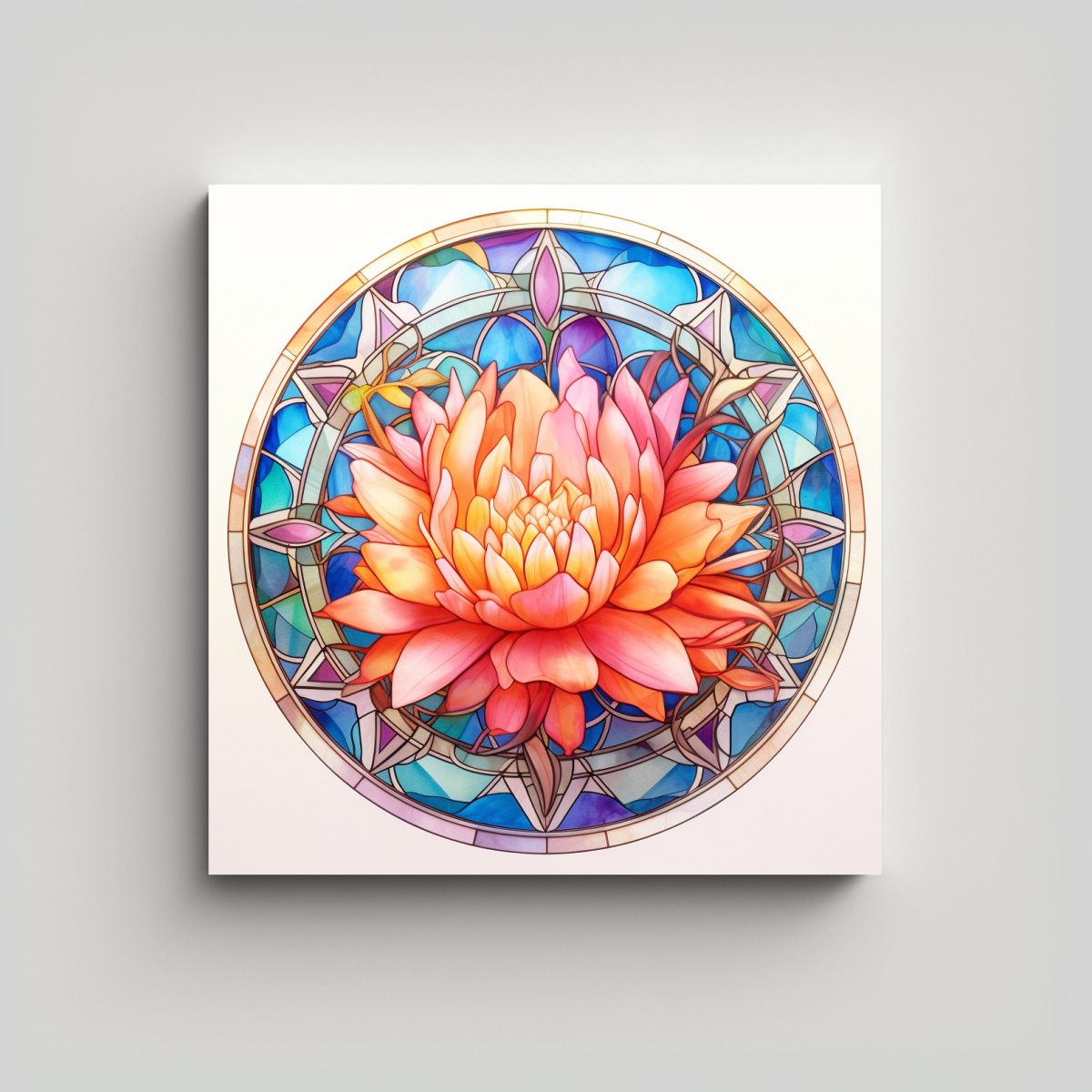 GENERICO - Clásico Arte De Pared: Vidriera Floral 60x60 Cm