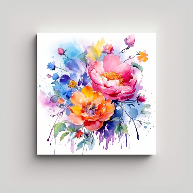 GENERICO - Arte Floral Sublimado En Tela Bastidor 80x80 Cm
