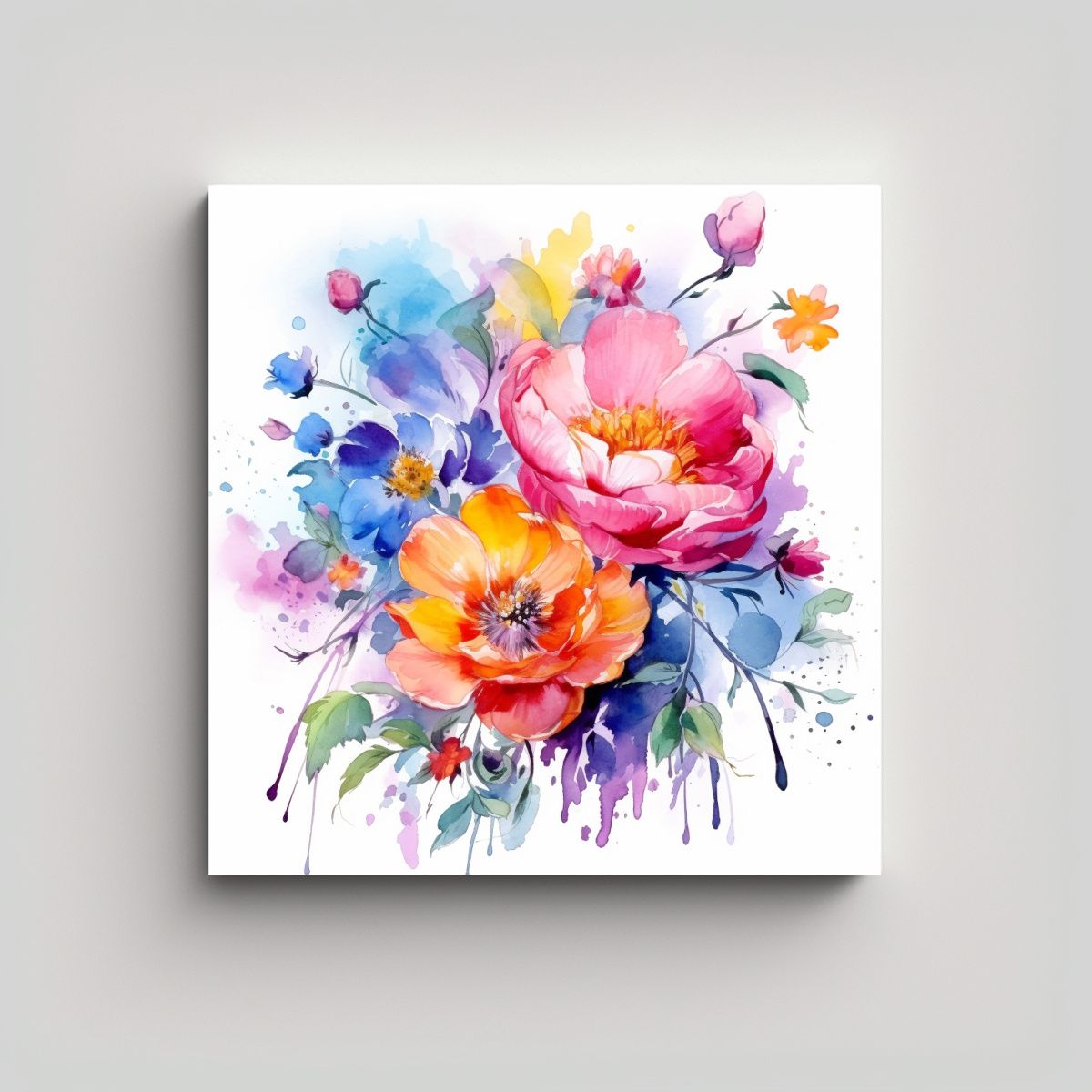 GENERICO - Arte Floral Sublimado En Tela Bastidor 60x60 Cm