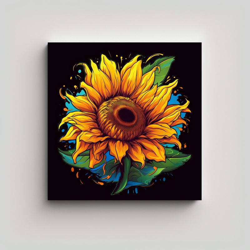 GENERICO - Pintura Conceptual Majestuosa De Girasol Estilo 70x70 Cm