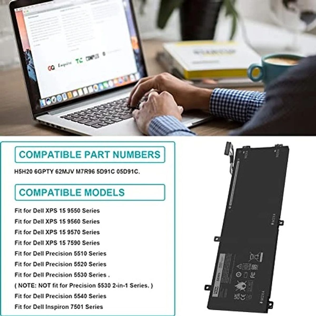GENERICO - Bateria H5h20 Para Dell Xps 15 9550 15-9550 9560 9570 Series
