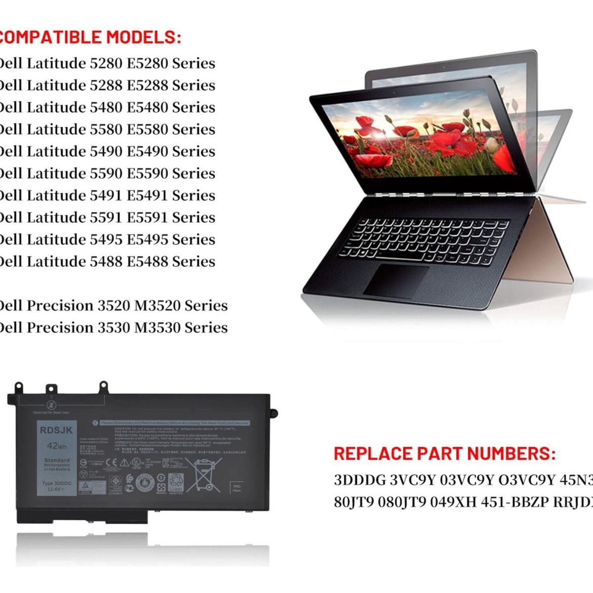 GENERICO - Bateria Para Dell 3dddg 03vc9y O3vc9ye5280 5290 E5480 5490