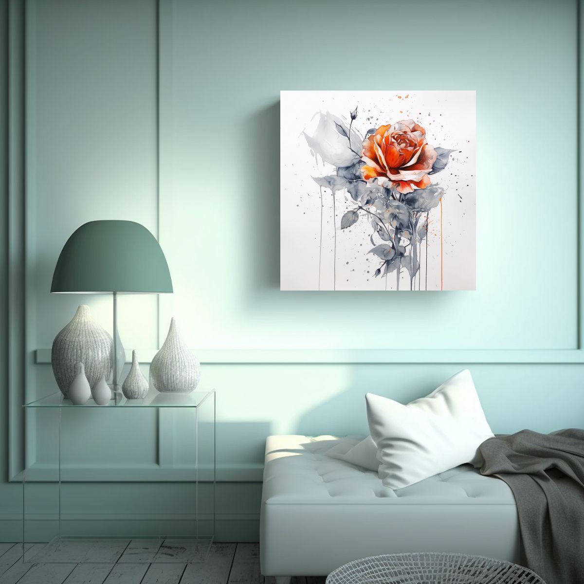 GENERICO - Cuadro Acuarela De Flores Para Guardería: Arte 60x60 Cm