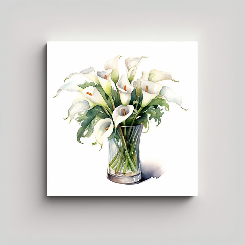GENERICO - Ilustración Acuarela De Calla Lily: Cuadro 30x30 Cm