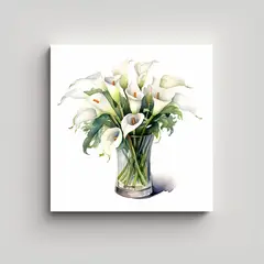 GENERICO - Ilustración Acuarela De Calla Lily: Cuadro 50x50 Cm