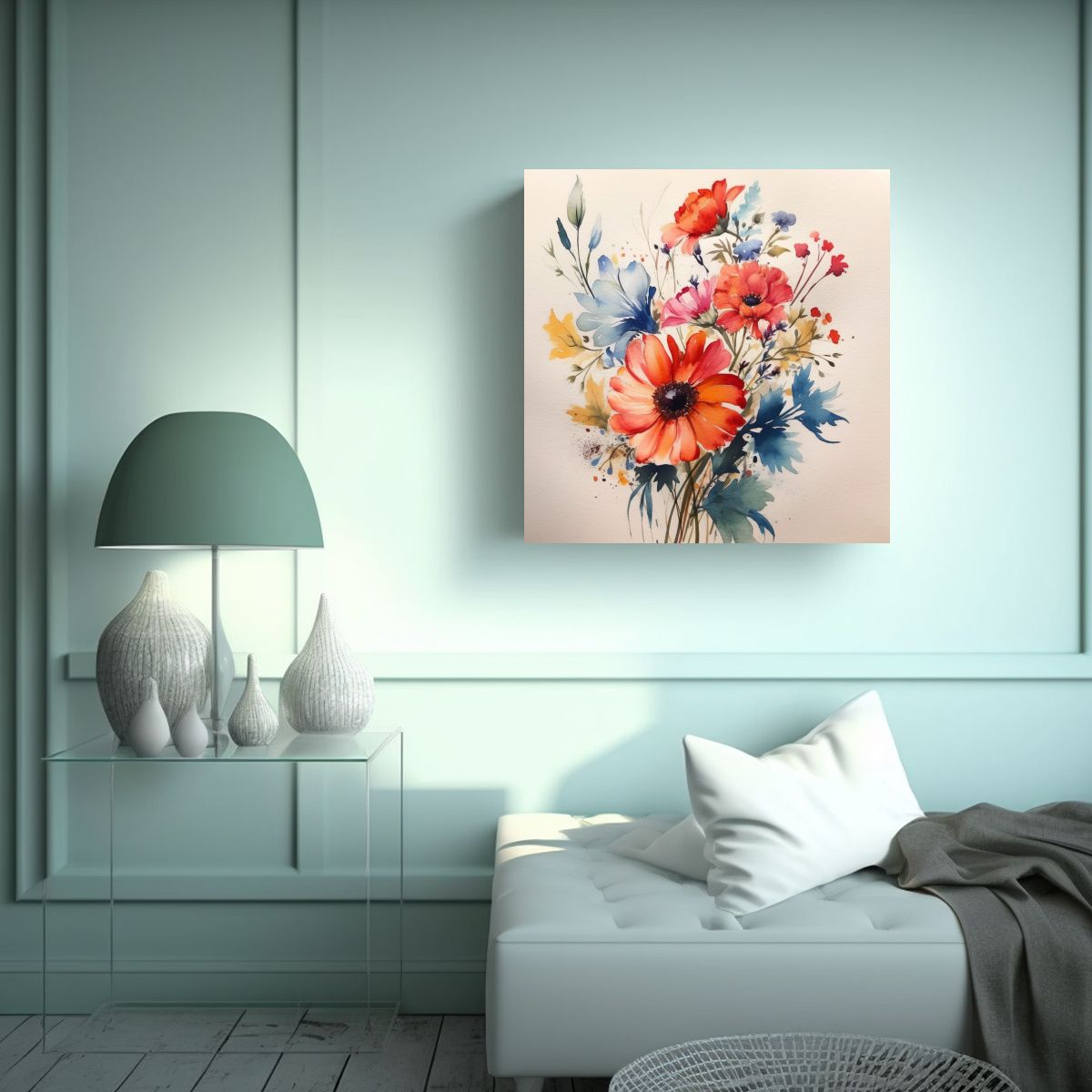 GENERICO - Elegante Cuadro De Arte De Pared En Acuarela 40x40 Cm